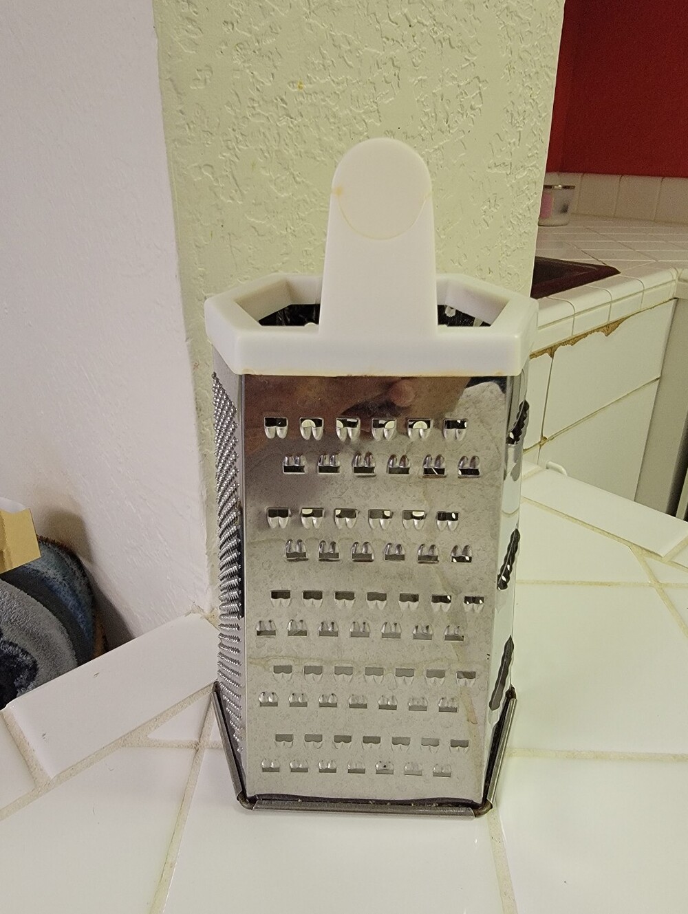 White & Stainless Steel Box Grater - Multi-Surface Kitchen Tool